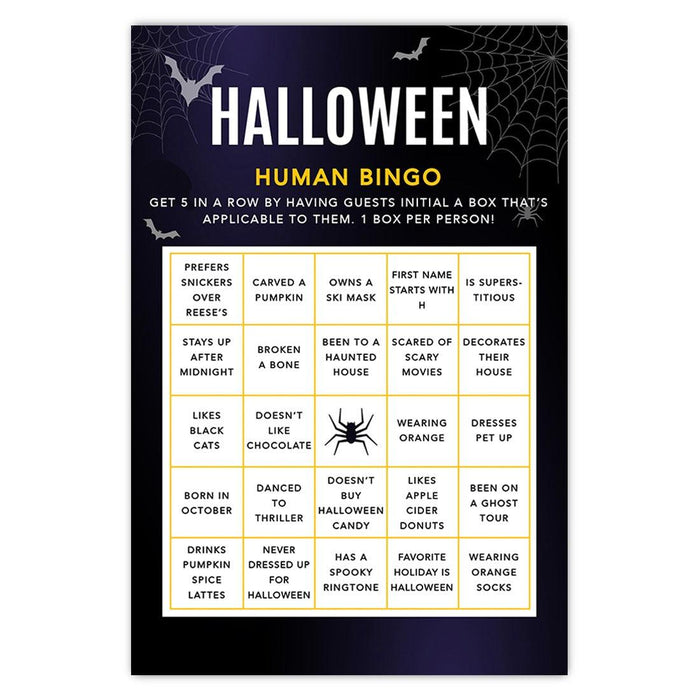 Halloween Party Game Cards for Fun Activities, Set of 24-Set of 24-Andaz Press-Bats & Spiders Bingo-