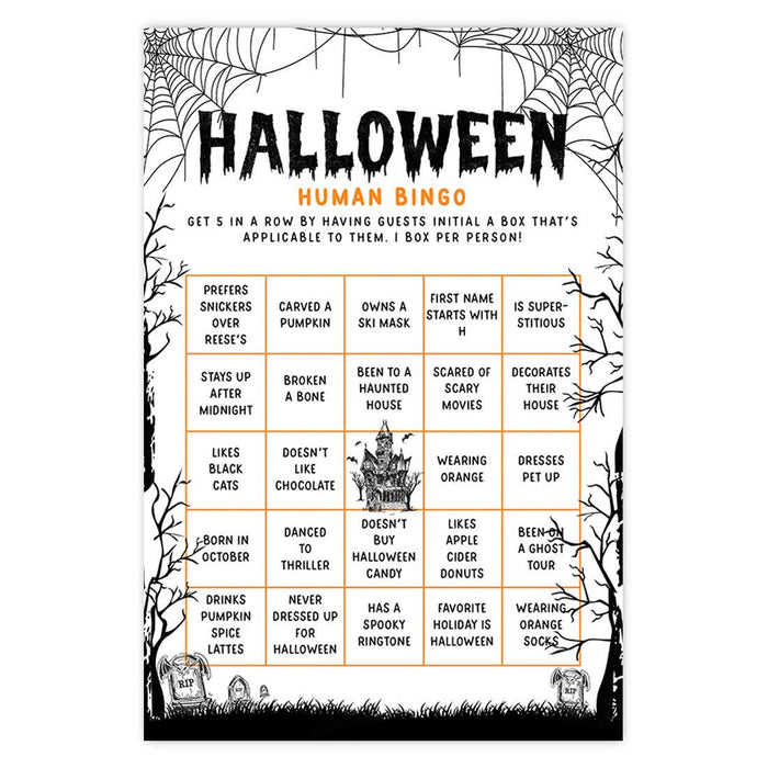 Halloween Party Game Cards for Fun Activities, Set of 24-Set of 24-Andaz Press-Graveyard Gloom Bingo-