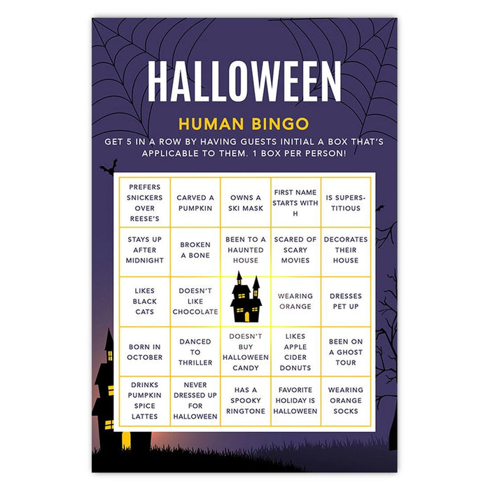 Halloween Party Game Cards for Fun Activities, Set of 24-Set of 24-Andaz Press-Illuminated Haunted House Bingo-