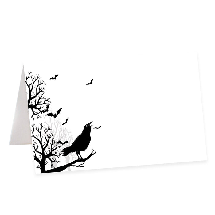 Halloween Table Tent Place Cards for Table Setting, Set of 24-Set of 24-Andaz Press-Chirping Crow-