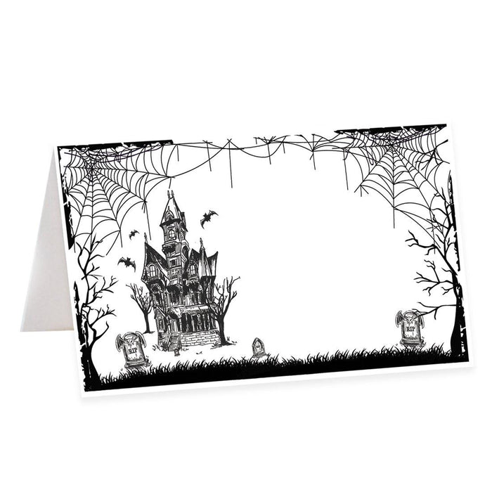 Halloween Table Tent Place Cards for Table Setting, Set of 24-Set of 24-Andaz Press-Haunting House of Shadows-
