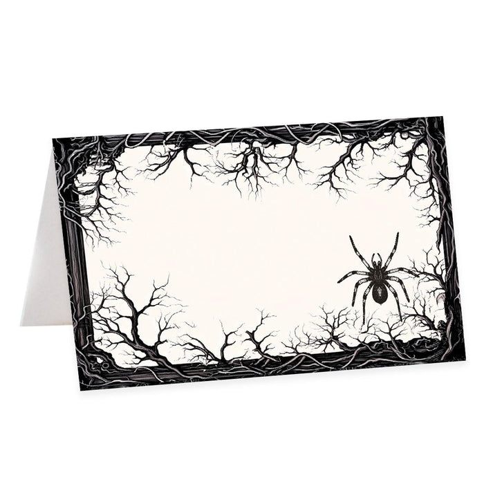 Halloween Table Tent Place Cards for Table Setting, Set of 24-Set of 24-Andaz Press-Tarantula & Branches-
