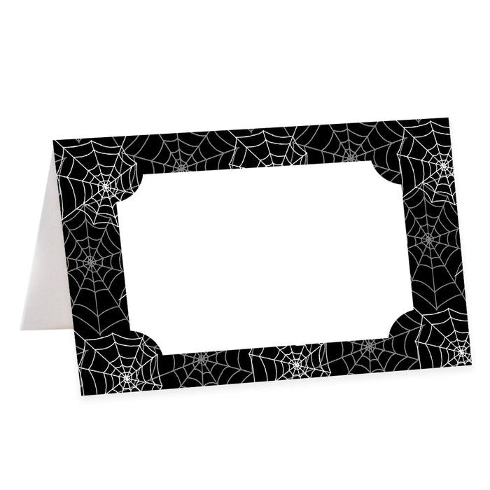 Halloween Table Tent Place Cards for Table Setting, Set of 24-Set of 24-Andaz Press-White and Gray Spiderwebs-