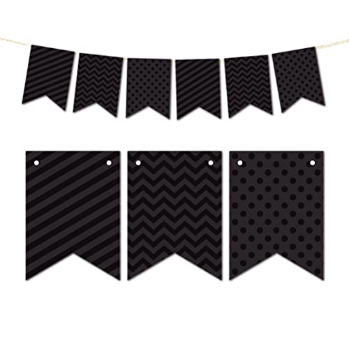 Hanging Pennant Banner Party Garland Decor-Set of 21-Andaz Press-Black-