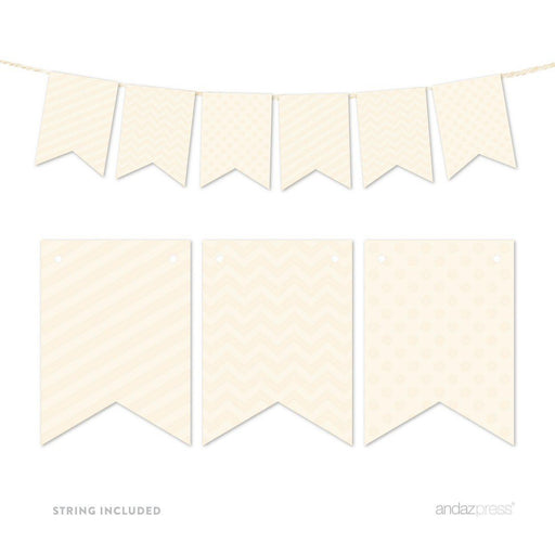Hanging Pennant Banner Party Garland Decor-Set of 21-Andaz Press-Ivory-