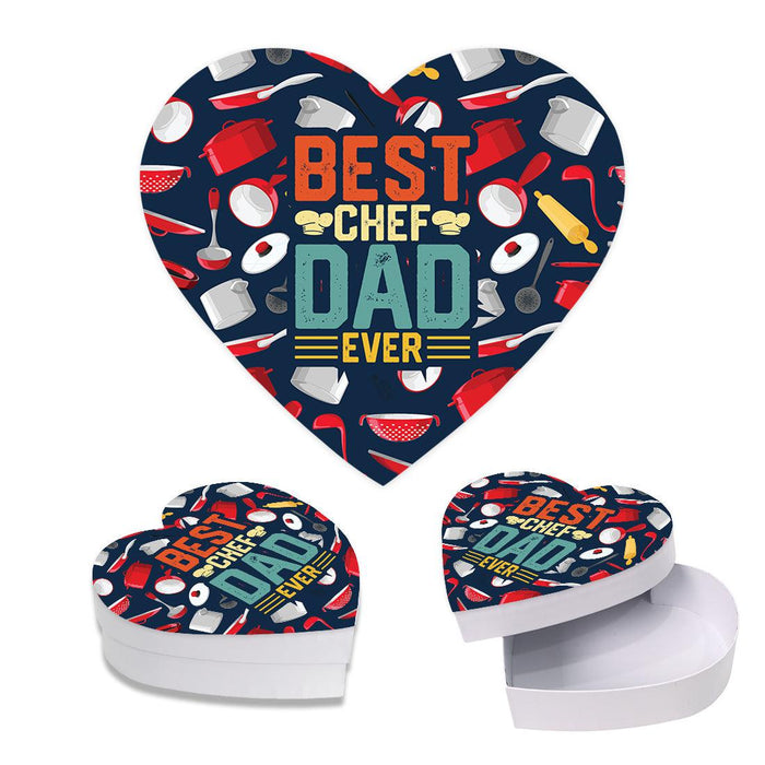 Happy Father's Day Heart Shaped Box with Lid, Reusable Heart Box, Set of 1-Set of 1-Andaz Press-Best Chef Dad Ever-