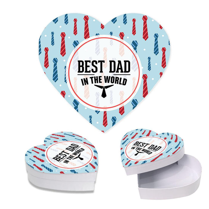 Happy Father's Day Heart Shaped Box with Lid, Reusable Heart Box, Set of 1-Set of 1-Andaz Press-Best Dad In the World Ties-