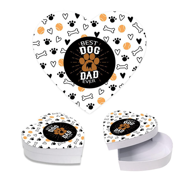 Happy Father's Day Heart Shaped Box with Lid, Reusable Heart Box, Set of 1-Set of 1-Andaz Press-Best Dog Dad Ever-