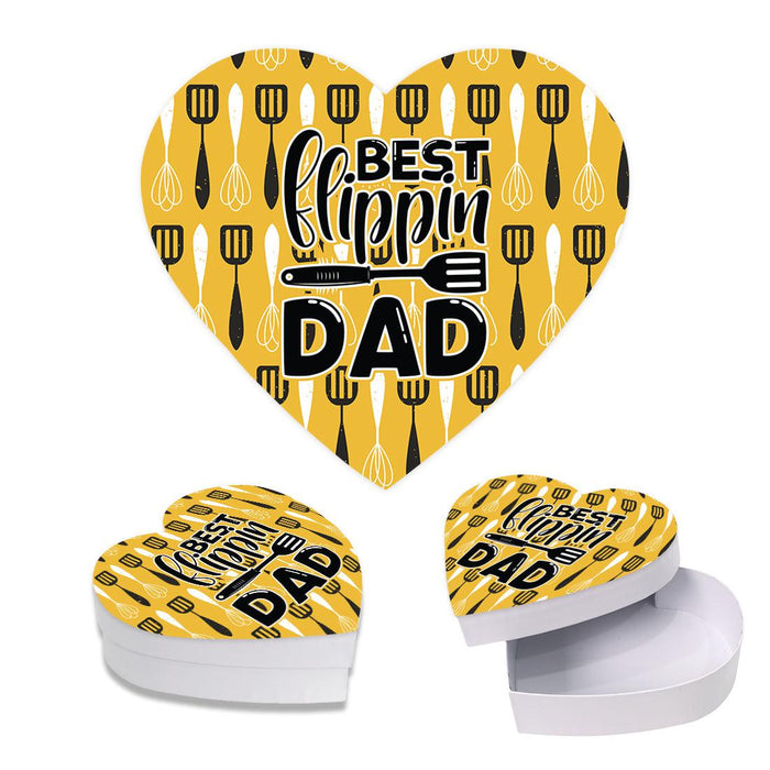 Happy Father's Day Heart Shaped Box with Lid, Reusable Heart Box, Set of 1-Set of 1-Andaz Press-Best Flippin Dad-