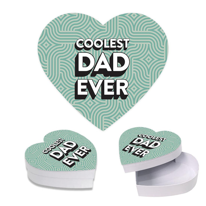Happy Father's Day Heart Shaped Box with Lid, Reusable Heart Box, Set of 1-Set of 1-Andaz Press-Coolest Dad Ever-