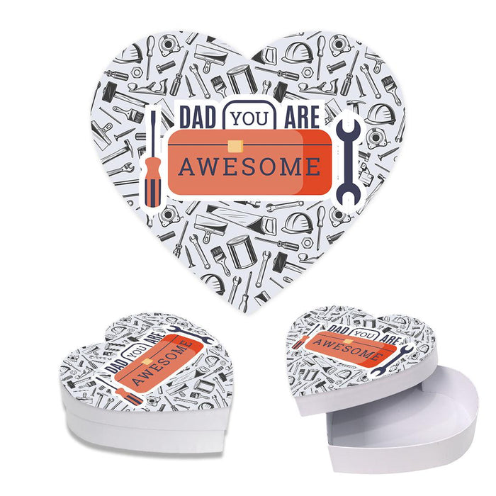 Happy Father's Day Heart Shaped Box with Lid, Reusable Heart Box, Set of 1-Set of 1-Andaz Press-Dad You Are Awesome-