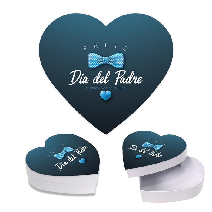 Happy Father's Day Heart Shaped Box with Lid, Reusable Heart Box, Set of 1-Set of 1-Andaz Press-Feliz Dia Del Padre-