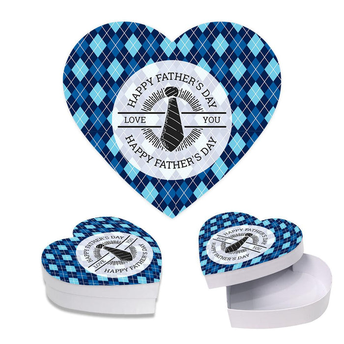 Happy Father's Day Heart Shaped Box with Lid, Reusable Heart Box, Set of 1-Set of 1-Andaz Press-Happy Father's Day Argyle Plaid-
