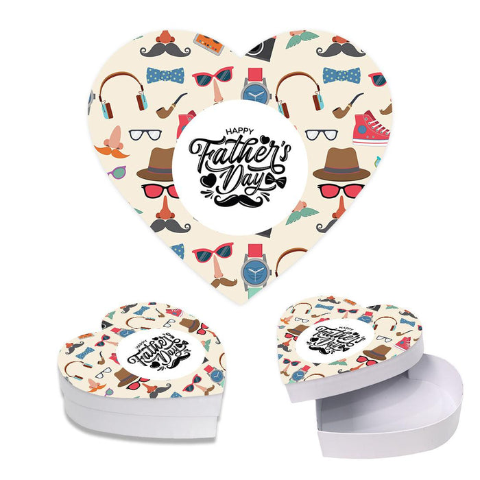Happy Father's Day Heart Shaped Box with Lid, Reusable Heart Box, Set of 1-Set of 1-Andaz Press-Happy Father's Day Elements-