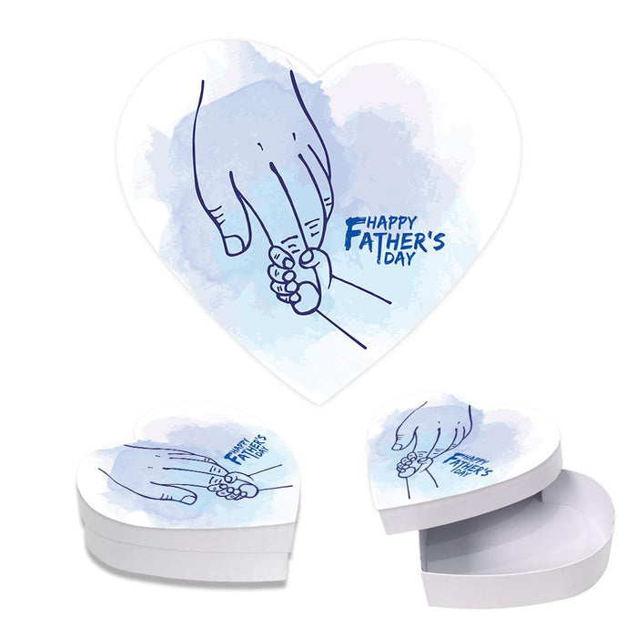 Happy Father's Day Heart Shaped Box with Lid, Reusable Heart Box, Set of 1-Set of 1-Andaz Press-Happy Father's Day Holding Finger-
