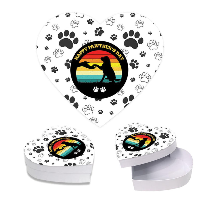 Happy Father's Day Heart Shaped Box with Lid, Reusable Heart Box, Set of 1-Set of 1-Andaz Press-Happy Pawther's Day-