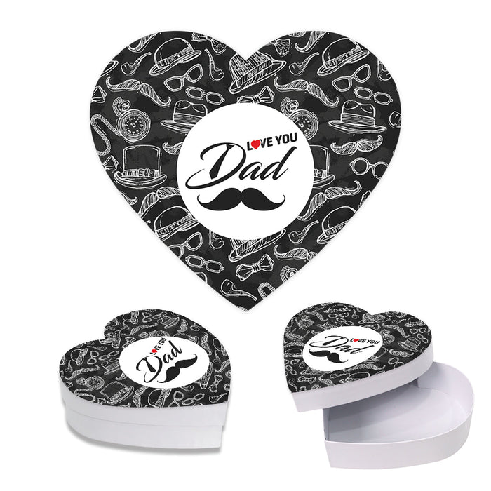 Happy Father's Day Heart Shaped Box with Lid, Reusable Heart Box, Set of 1-Set of 1-Andaz Press-Love You Dad-