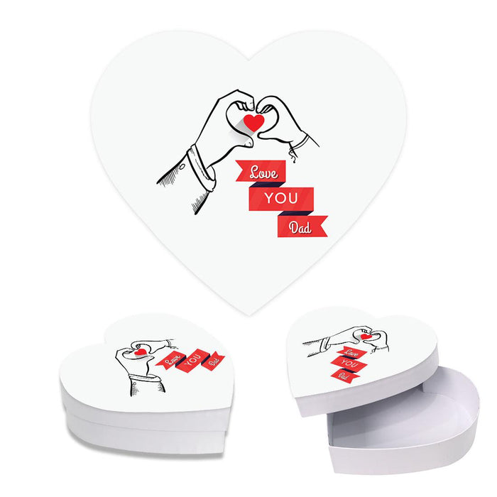Happy Father's Day Heart Shaped Box with Lid, Reusable Heart Box, Set of 1-Set of 1-Andaz Press-Love You Dad Heart Sign-