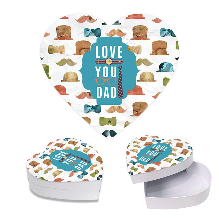 Happy Father's Day Heart Shaped Box with Lid, Reusable Heart Box, Set of 1-Set of 1-Andaz Press-Love You Dad Vintage-