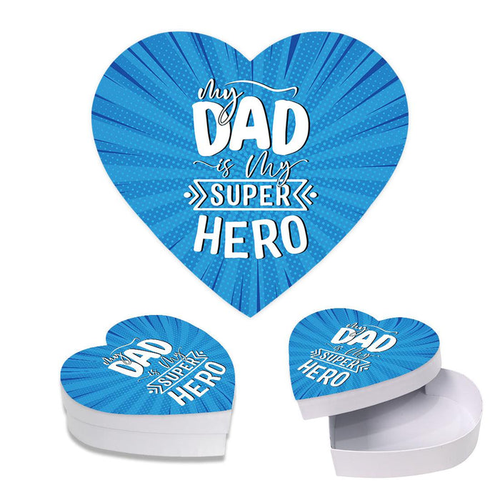 Happy Father's Day Heart Shaped Box with Lid, Reusable Heart Box, Set of 1-Set of 1-Andaz Press-My Dad Is My Superhero-