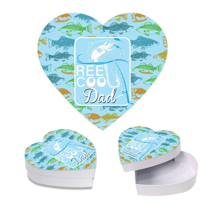 Happy Father's Day Heart Shaped Box with Lid, Reusable Heart Box, Set of 1-Set of 1-Andaz Press-Reel Cool Dad-