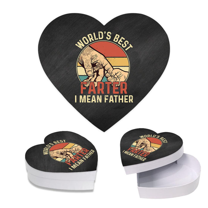 Happy Father's Day Heart Shaped Box with Lid, Reusable Heart Box, Set of 1-Set of 1-Andaz Press-World's Best Farter I Mean Father-