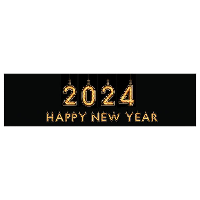 Happy New Year Banner Backdrop 2024 for Decor, 47" x 13", Set of 1-Set of 1-Andaz Press-Industrial Lights-