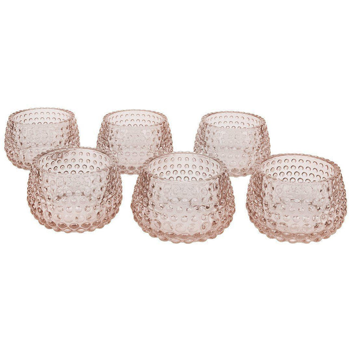 Hobnail Multi-Use Glass Candle Holders, Set of 6-Set of 6-Koyal Wholesale-Blush Pink-