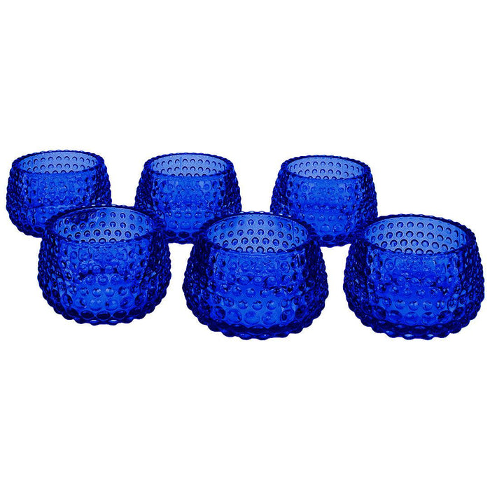 Hobnail Multi-Use Glass Candle Holders, Set of 6-Set of 6-Koyal Wholesale-Navy Blue-
