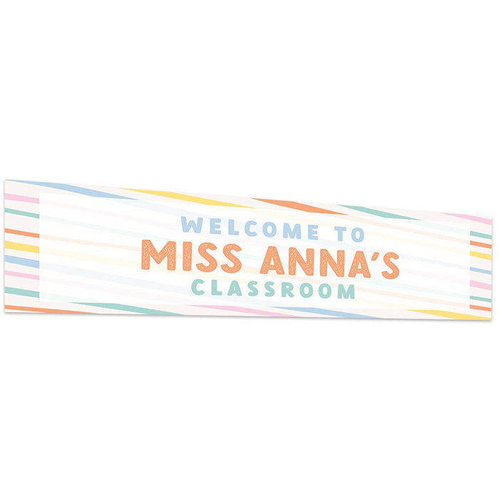 Horizontal Large Custom Classroom Welcome Banner Sign for Teachers, Set of 1-Set of 1-Andaz Press-Crayons-