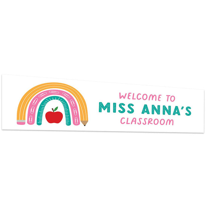Horizontal Large Custom Classroom Welcome Banner Sign for Teachers, Set of 1-Set of 1-Andaz Press-Crayons-