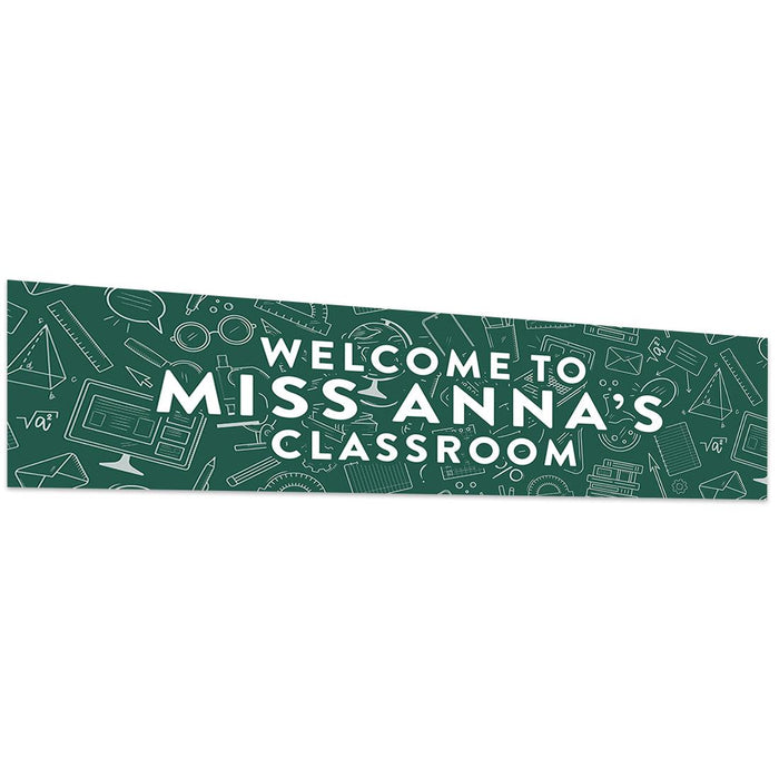 Horizontal Large Custom Classroom Welcome Banner Sign for Teachers, Set of 1-Set of 1-Andaz Press-Crayons-