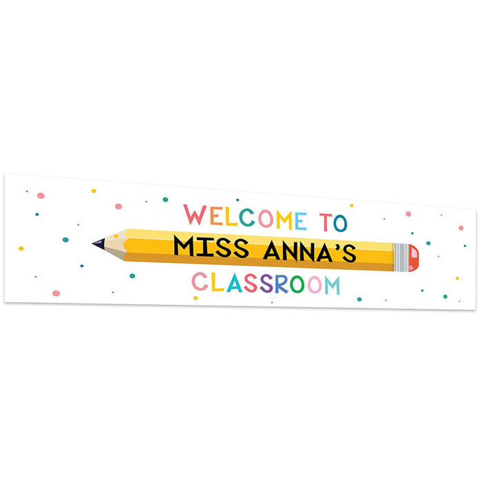 Horizontal Large Custom Classroom Welcome Banner Sign for Teachers, Set of 1-Set of 1-Andaz Press-Bright Polka Dots-