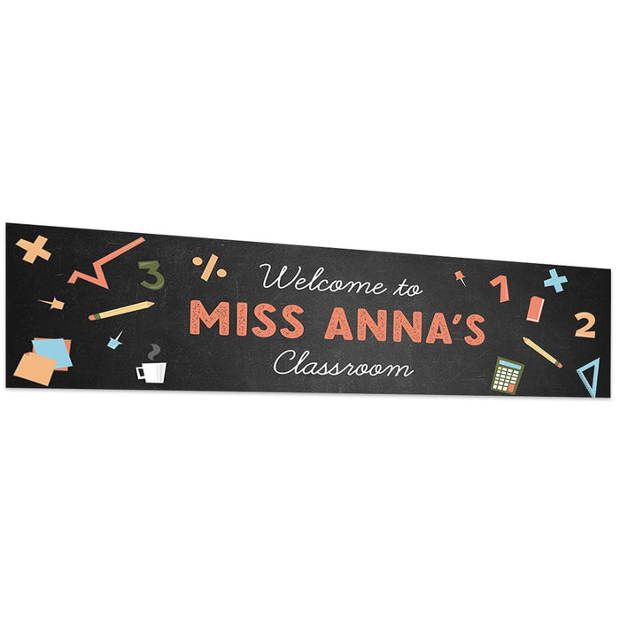 Horizontal Large Custom Classroom Welcome Banner Sign for Teachers, Set of 1-Set of 1-Andaz Press-Math Class-