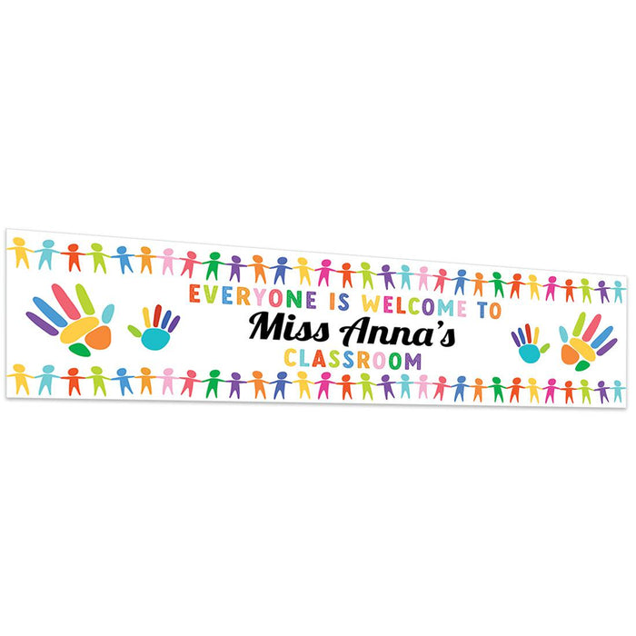 Horizontal Large Custom Classroom Welcome Banner Sign for Teachers, Set of 1-Set of 1-Andaz Press-Rainbow Diversity-