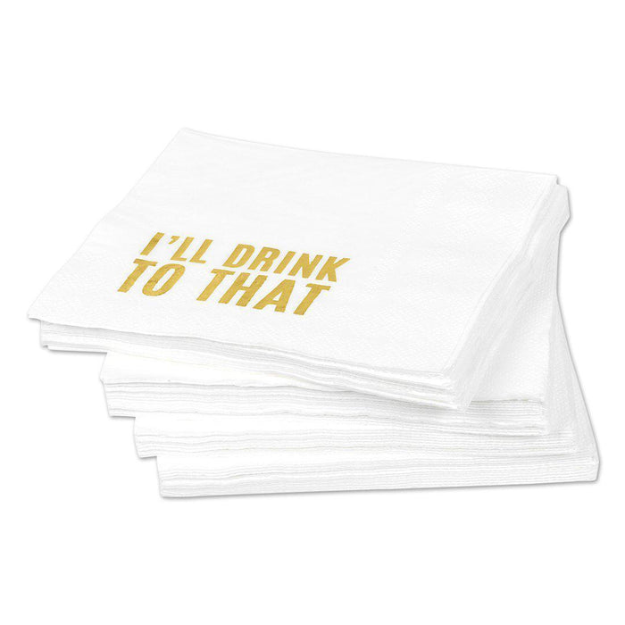 I'll Drink to That Funny Cocktail Napkins-Set of 50-Andaz Press-Gold-