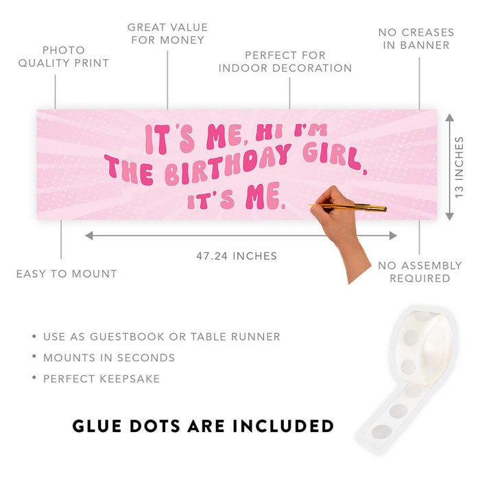 It's Me Hi I'm The Birthday Girl Its Me Banner, Disco Party Decorations, Set of 1-Set of 1-Andaz Press-Retro Pink-