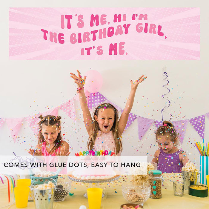 It's Me Hi I'm The Birthday Girl Its Me Banner, Disco Party Decorations, Set of 1-Set of 1-Andaz Press-Retro Pink-