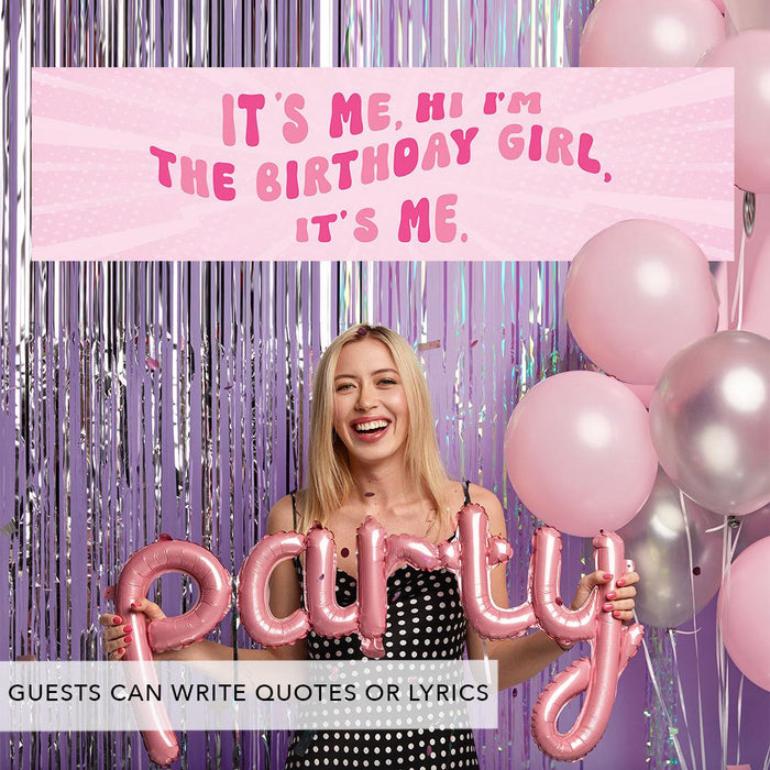 It's Me Hi I'm The Birthday Girl Its Me Banner, Disco Party Decorations, Set of 1-Set of 1-Andaz Press-Retro Pink-