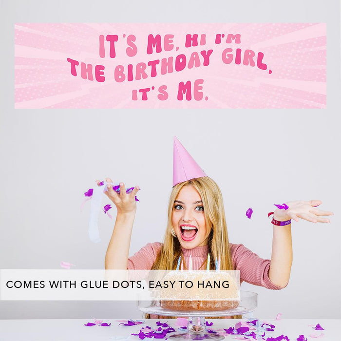 It's Me Hi I'm The Birthday Girl Its Me Banner, Disco Party Decorations, Set of 1-Set of 1-Andaz Press-Retro Pink-