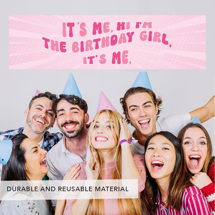 It's Me Hi I'm The Birthday Girl Its Me Banner, Disco Party Decorations, Set of 1-Set of 1-Andaz Press-Retro Pink-