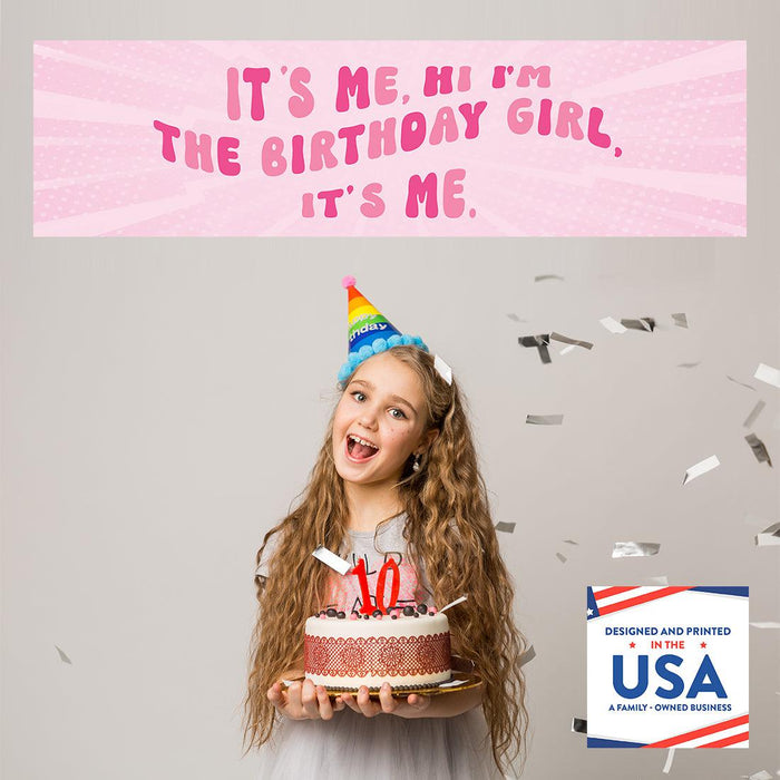 It's Me Hi I'm The Birthday Girl Its Me Banner, Disco Party Decorations, Set of 1-Set of 1-Andaz Press-Retro Pink-