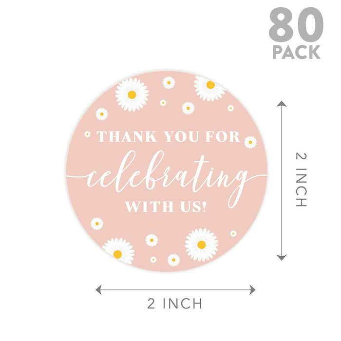Kids Party Favor Thank You for Celebrating with Us Stickers, For Kids Treat Bags - Pack of 80-Set of 80-Andaz Press-Daisy-