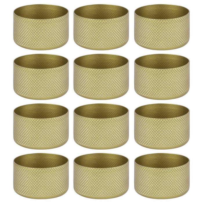 Knurled Metal Tealight Candleholders for Centerpiece Table Decorative for Home, Events 2" Diameter, 1.25" in Height-Set of 12-Koyal Wholesale-Gold-