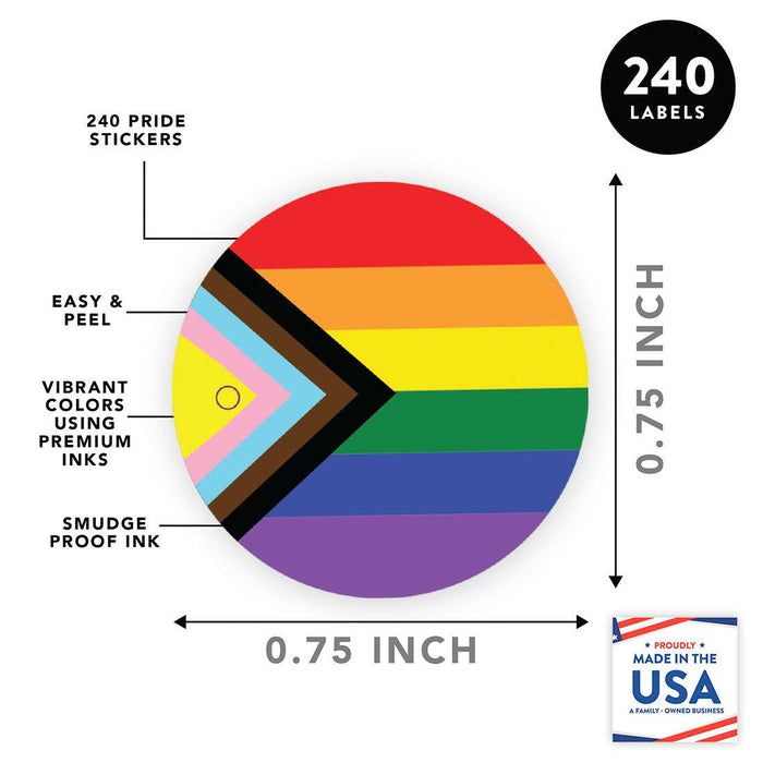 LGBTQ Pride Party Favors, Bulk Chocolate Drop Labels, Set of 240-Set of 240-Andaz Press-Progress, Love Is Love, & Ally Pride Flag-