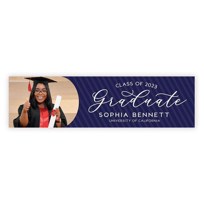 Large Custom Photo Graduation Banner Sign with Glue Dots, Set of 1-Set of 1-Andaz Press-Congratulations Arch Black & Gold-