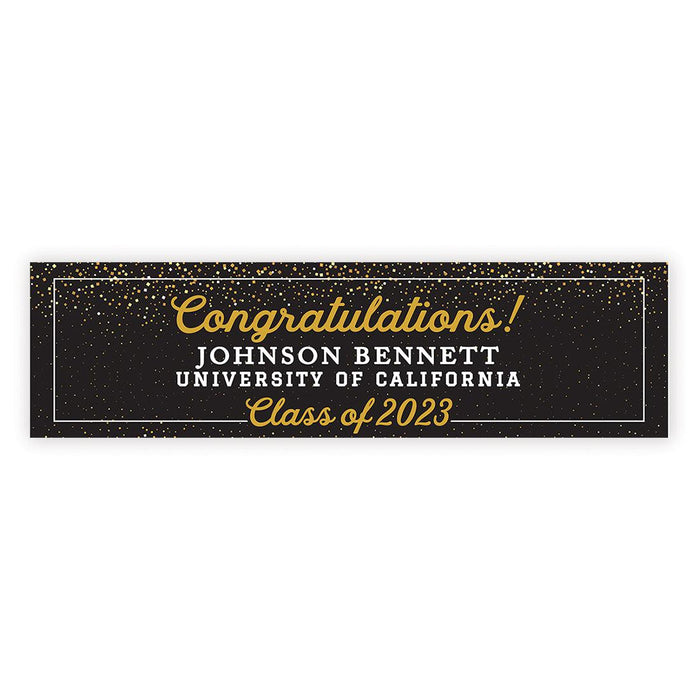 Large Custom Photo Graduation Banner Sign with Glue Dots, Set of 1-Set of 1-Andaz Press-Congratulations Arch Black & Gold-