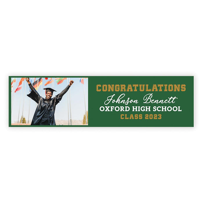 Large Custom Photo Graduation Banner Sign with Glue Dots, Set of 1-Set of 1-Andaz Press-Green Classic Photo Frame-