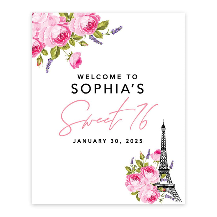 Large Custom Sweet 16 Welcome Sign, Canvas Sign for Party Decor, Set of 1-Set of 1-Andaz Press-Blush Pink-