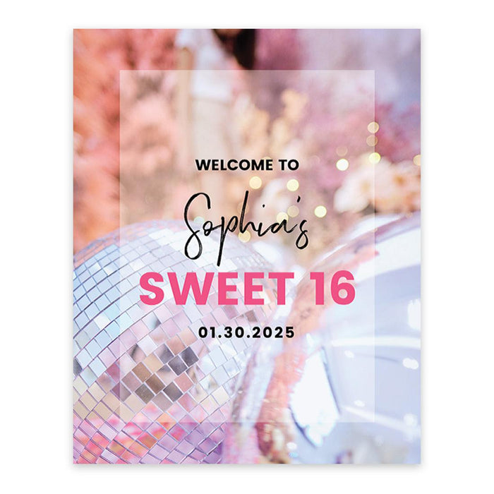 Large Custom Sweet 16 Welcome Sign, Canvas Sign for Party Decor, Set of 1-Set of 1-Andaz Press-Blush Pink-